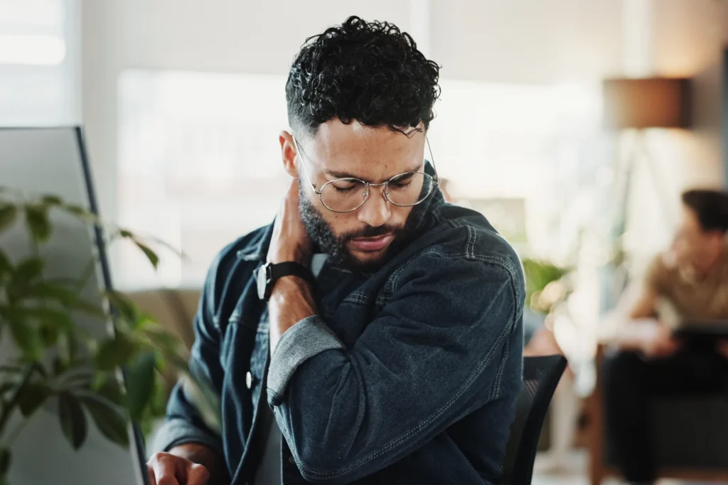 Neck pain at a desk, the posture most people first notice it in